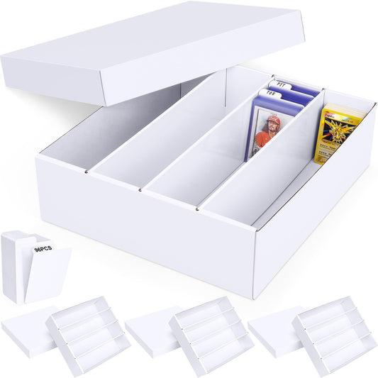 Leyzan Trading Card Storage Box 4 Pack 3200 Count Cardboard Storage Box with Divider for Sports Tcg Mtg Cards