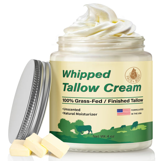 ZIIDII Beef Tallow for Skin Organic Grass Fed Whipped Beef Tallow Moisturizer Deeply Nourishing for Face & Body Natural Unscented Tallow Face Moisturizer Smooth Soft for Dry Skin 4oz