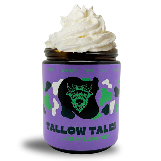 Tallow Tales Grass Fed/Grass Finished Organic Beef Tallow Cream - For Face + Body | Lost N Lavender (Lavender + Rosemary Essential Oils) | Organic Jojoba Oil Blend (4 Fl Oz)(A1)